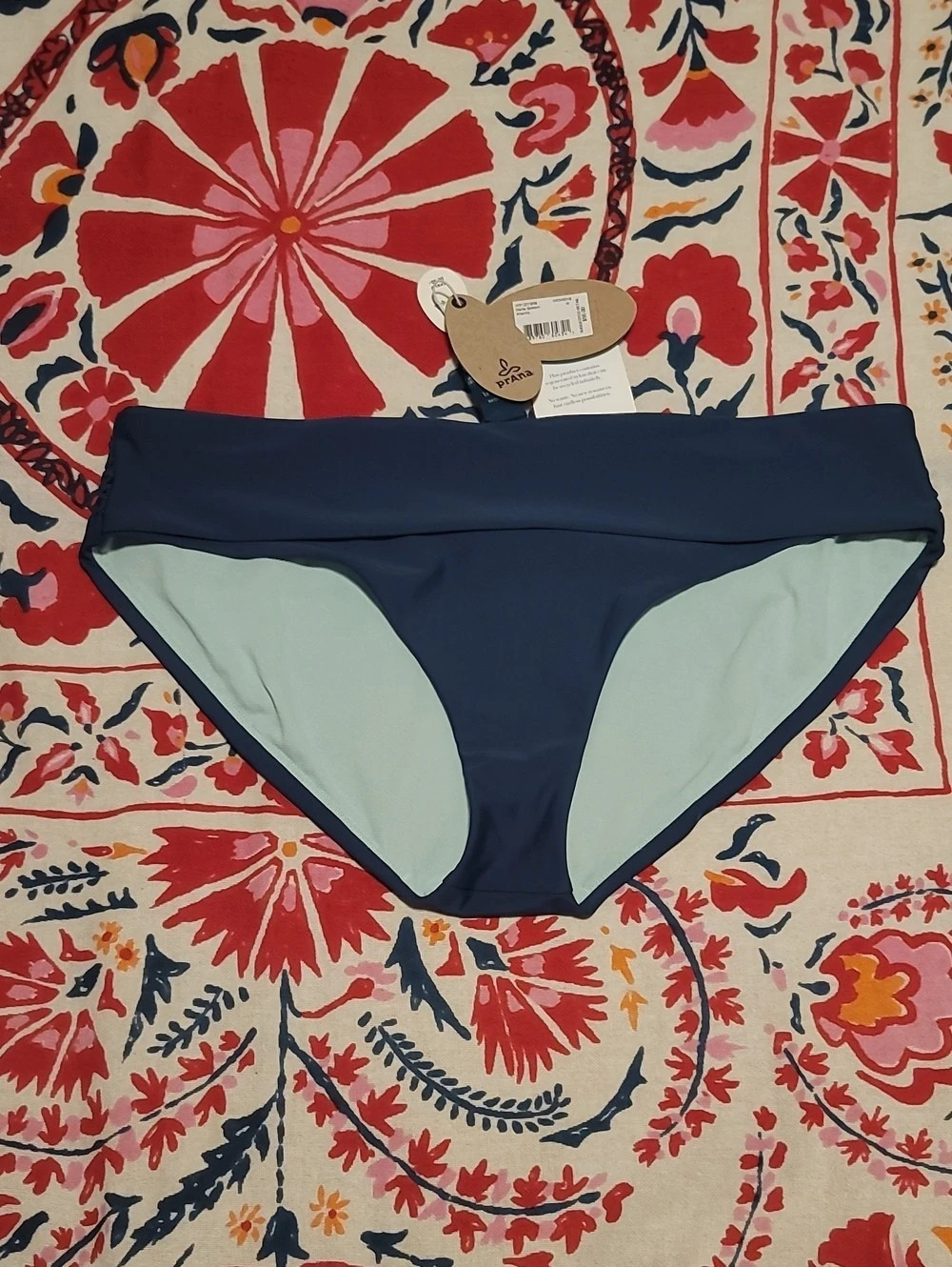 NWT prAna Marta Bikini Beach Bottom in Color Atlantic with side Ruching